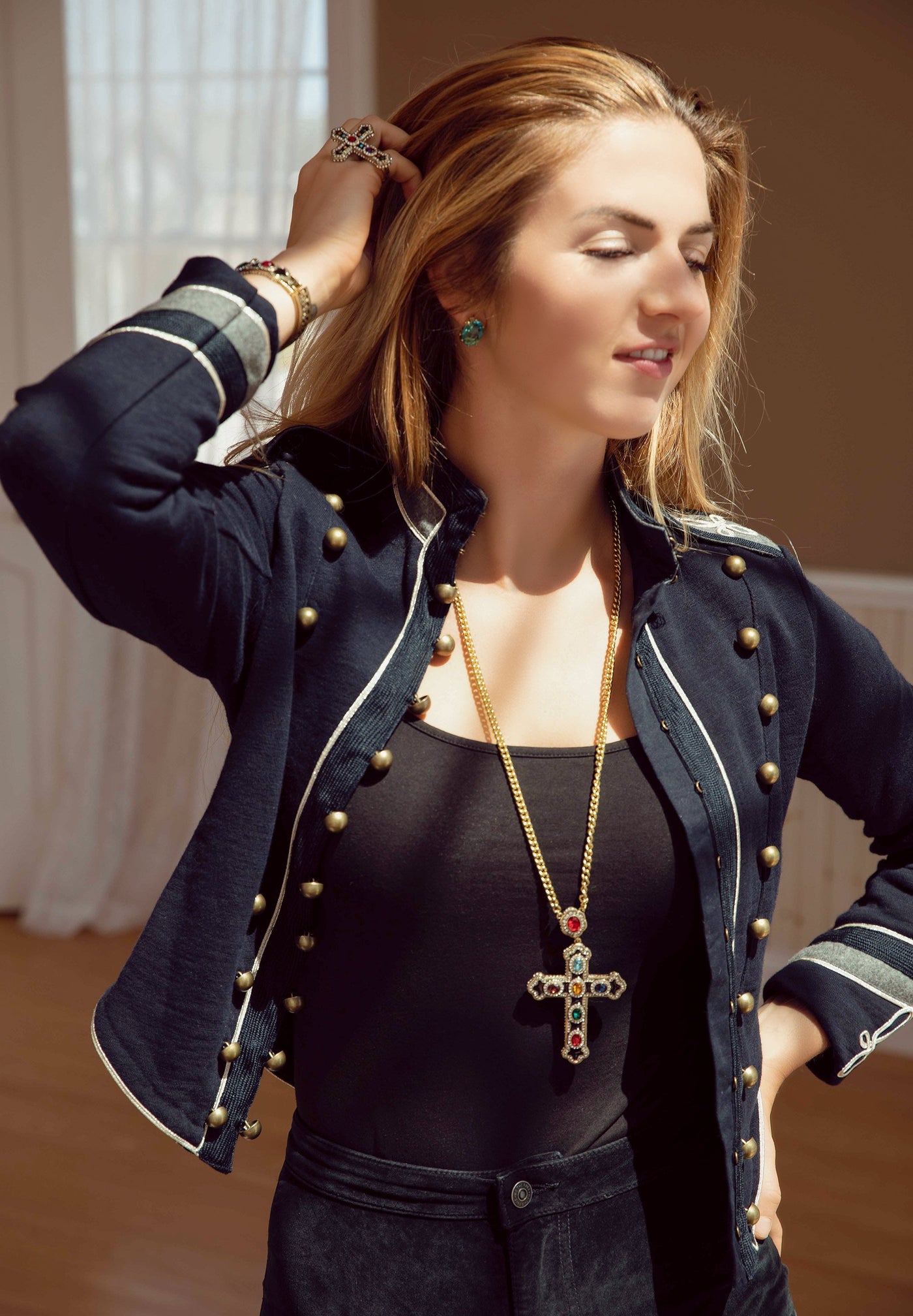 HEIDI DAUS®"Pure Heaven" Enamel Chain Crystal Cross Toggle Necklace - Heidi Daus®