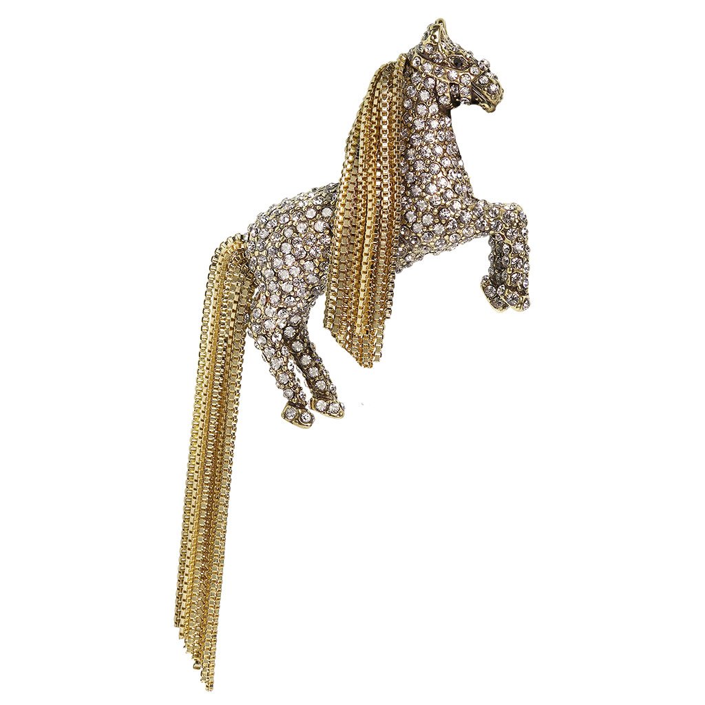 HEIDI DAUS®"Tally- Ho" Crystal Chain Horse Pin - Heidi Daus®