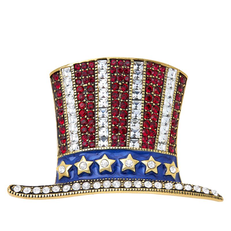 Heidi Daus®"Hats Off To You" Crystal & Enamel Patriotic Pin