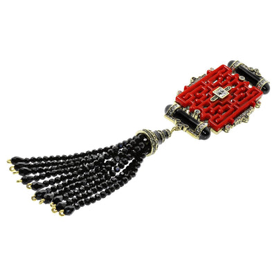 HEIDI DAUS®"Chinoiserie Sparkle" Enamel Beaded Crystal Resin Tassel Pin HEIDI DAUS®