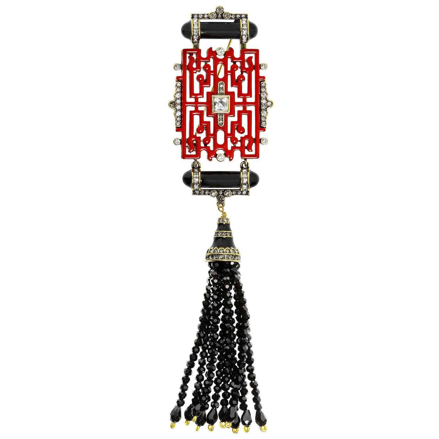 HEIDI DAUS®"Chinoiserie Sparkle" Enamel Beaded Crystal Resin Tassel Pin HEIDI DAUS®