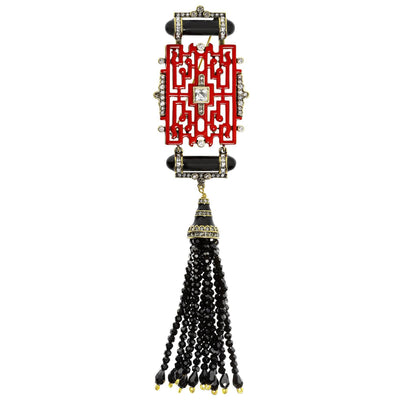 HEIDI DAUS®"Chinoiserie Sparkle" Enamel Beaded Crystal Resin Tassel Pin HEIDI DAUS®