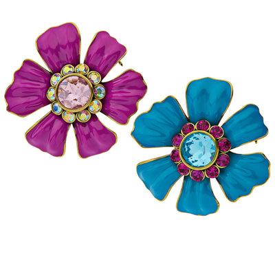 HEIDI DAUS®"Flower Super Power " Enamel & Crystal 6 Petal Flower Pin