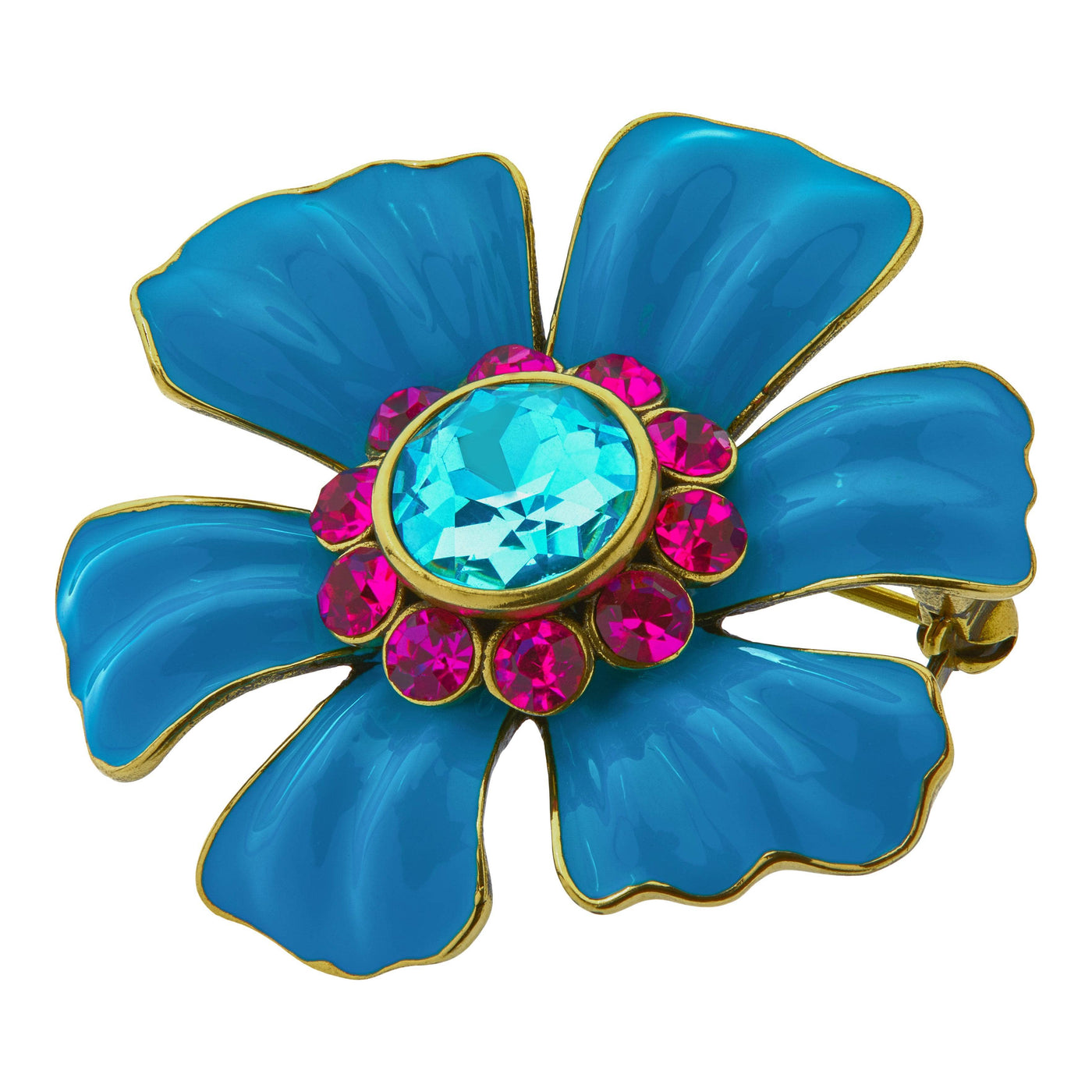 HEIDI DAUS®"Flower Super Power " Enamel & Crystal 6 Petal Flower Pin