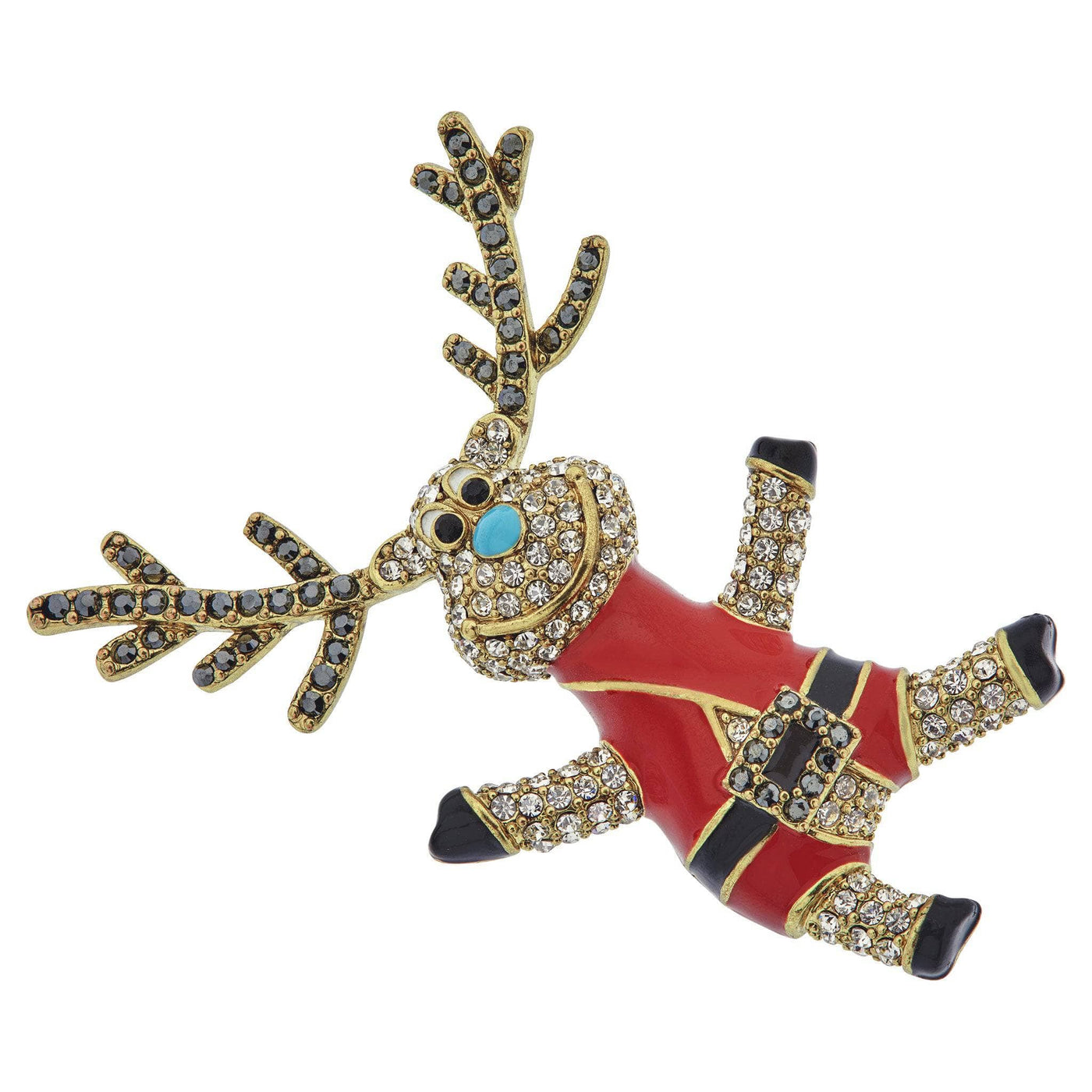 HEIDI DAUS®"Jump For Joy" Enamel Crystal Reindeer Pin