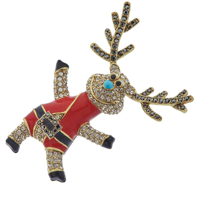 HEIDI DAUS®"Jump For Joy" Enamel Crystal Reindeer Pin