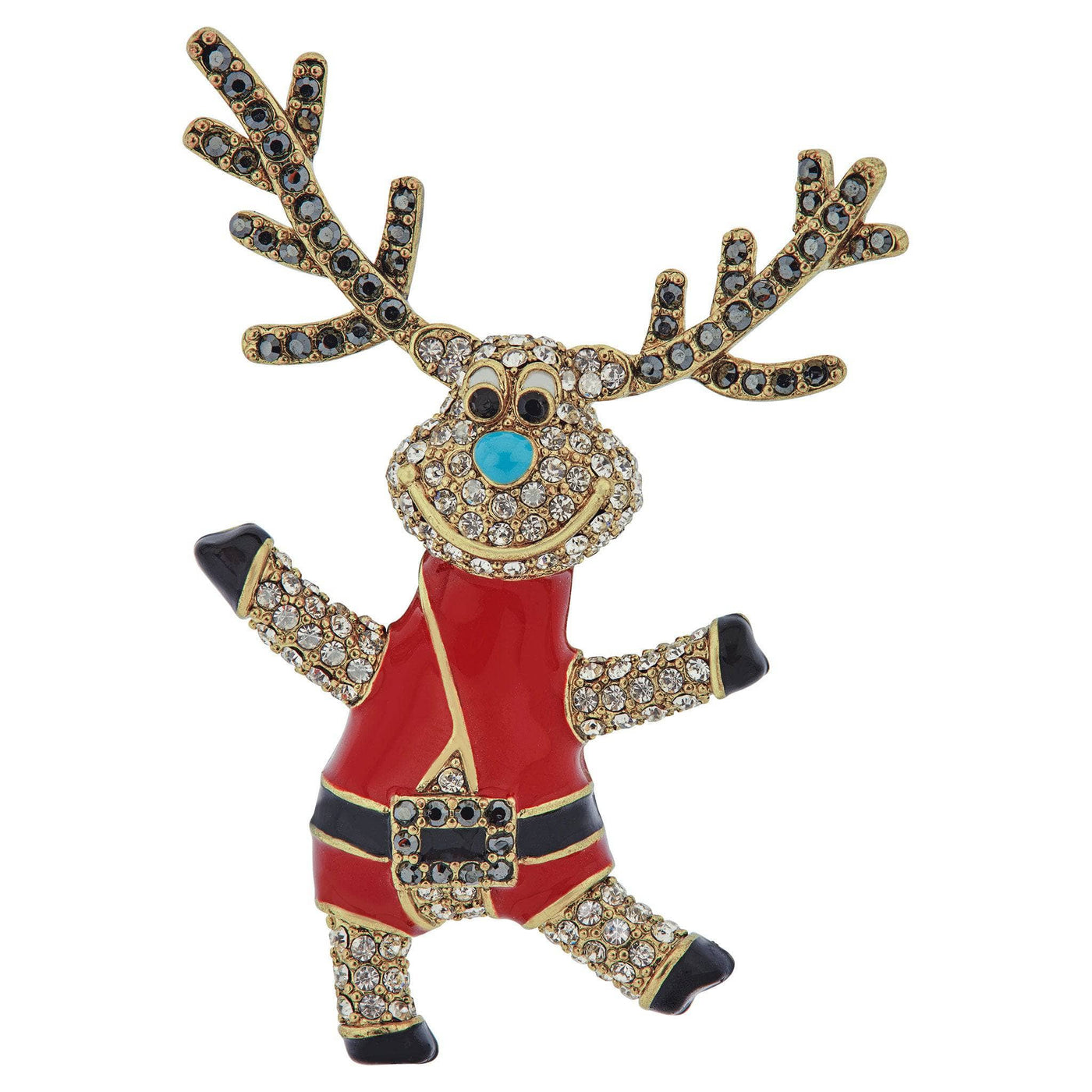 HEIDI DAUS®"Jump For Joy" Enamel Crystal Reindeer Pin