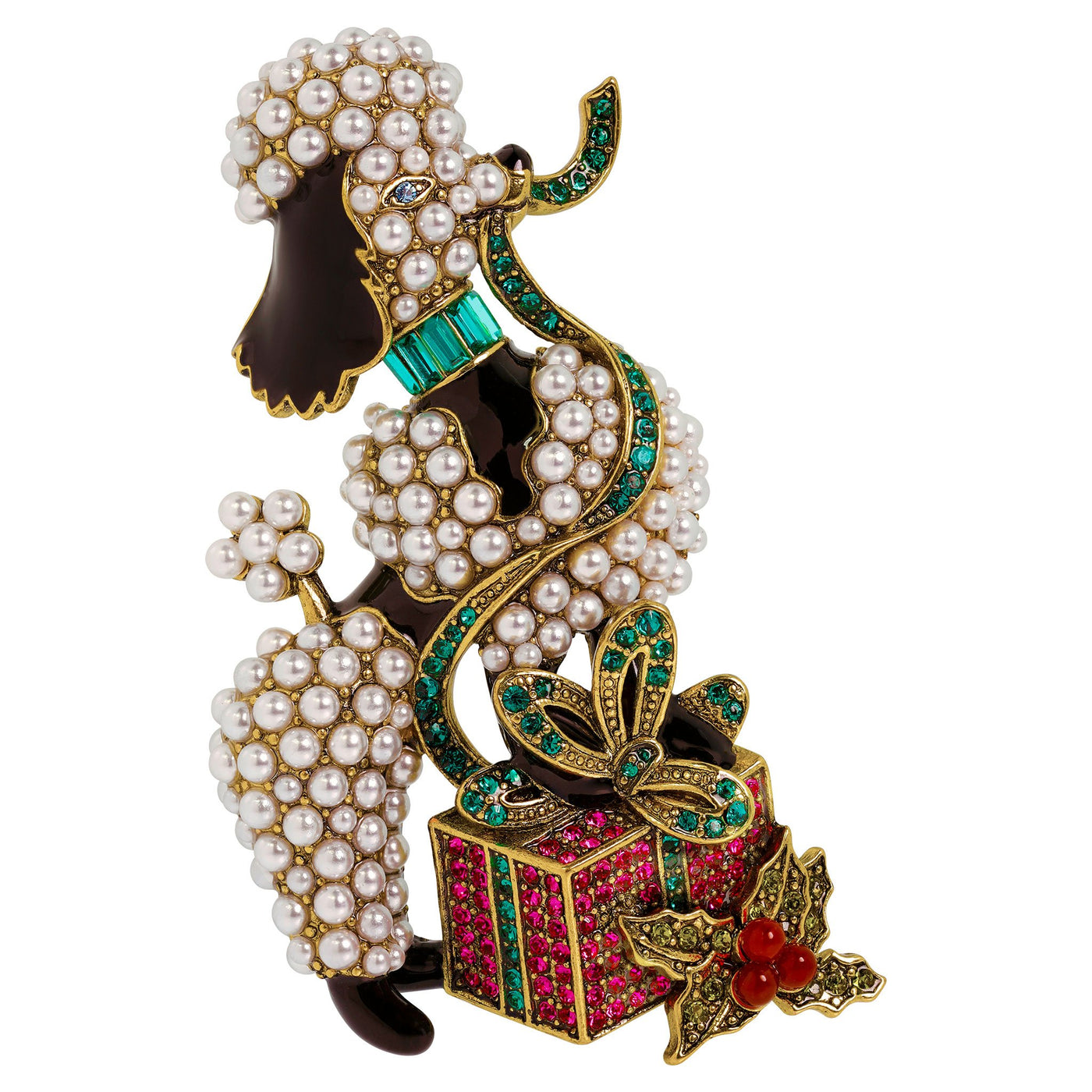 HEIDI DAUS®"French Gift" Beaded Enamel Crystal Holiday Dog Pin - Heidi Daus®