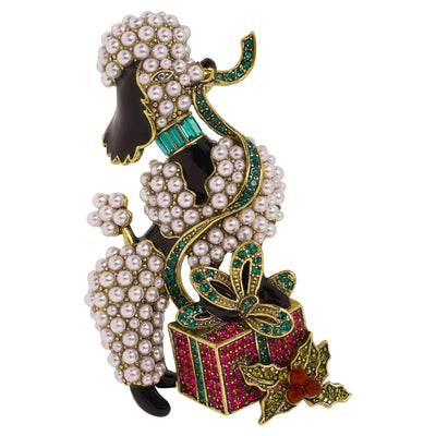 HEIDI DAUS®"French Gift" Beaded Enamel Crystal Holiday Dog Pin - Heidi Daus®