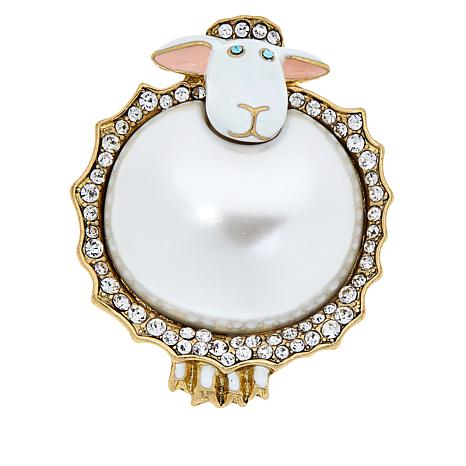 Heidi Daus®"Baaaa-rnabas" Beaded Crystal & Enamel Sheep Pin