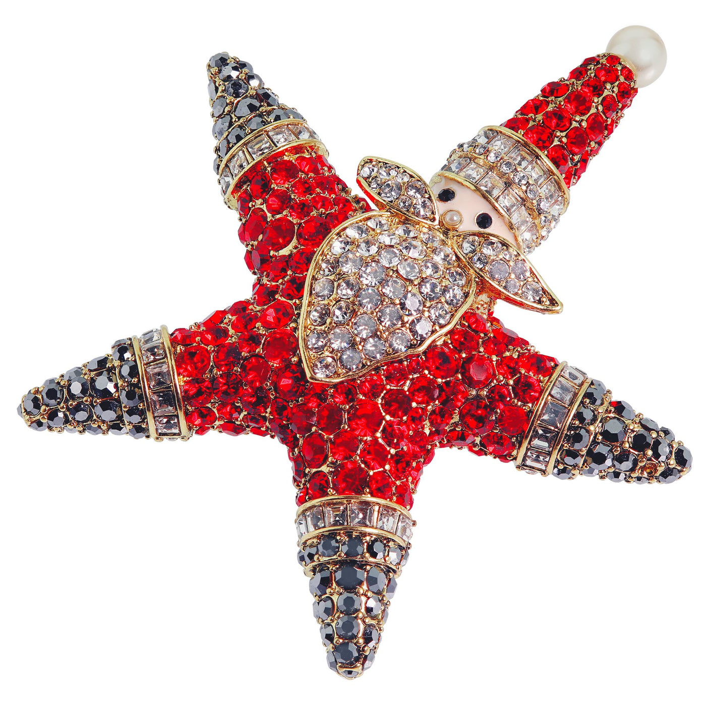 HEIDI DAUS®"Santa Star" Enamel & Crystal Santa Claus Pin - Heidi Daus®