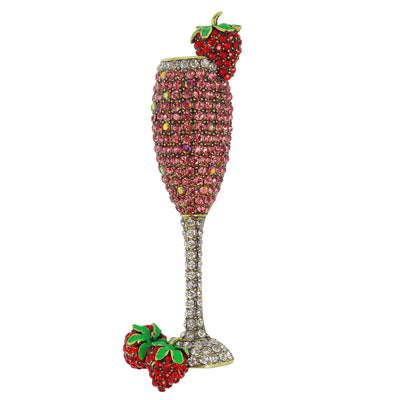 HEIDI DAUS®"Rosé All Day" Enamel Crystal Champagne Glass Pin - Heidi Daus®