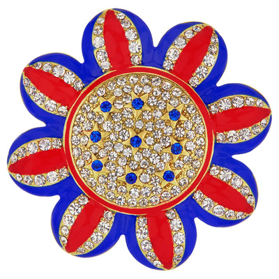 HEIDI DAUS® "Patriot Flower" Enamel Crystal Patriotic Pin