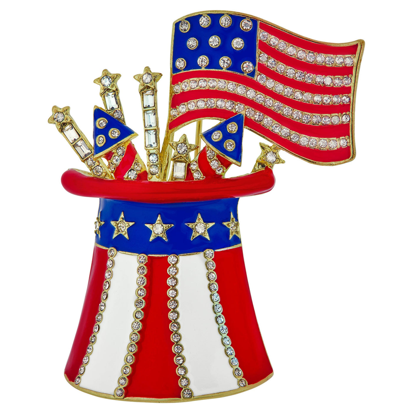 HEIDI DAUS®"Rocket's Red Glare" Crystal & Enamel Patriotic Hat Pin