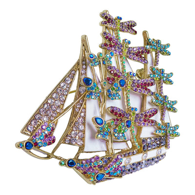 HEIDI DAUS®"Flying Colors On The Wind" Enamel &  Crystal Sail  Boat Pin