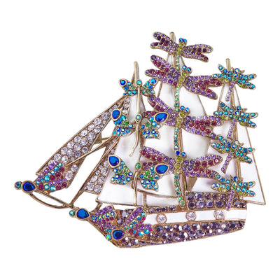 HEIDI DAUS®"Flying Colors On The Wind" Enamel &  Crystal Sail  Boat Pin