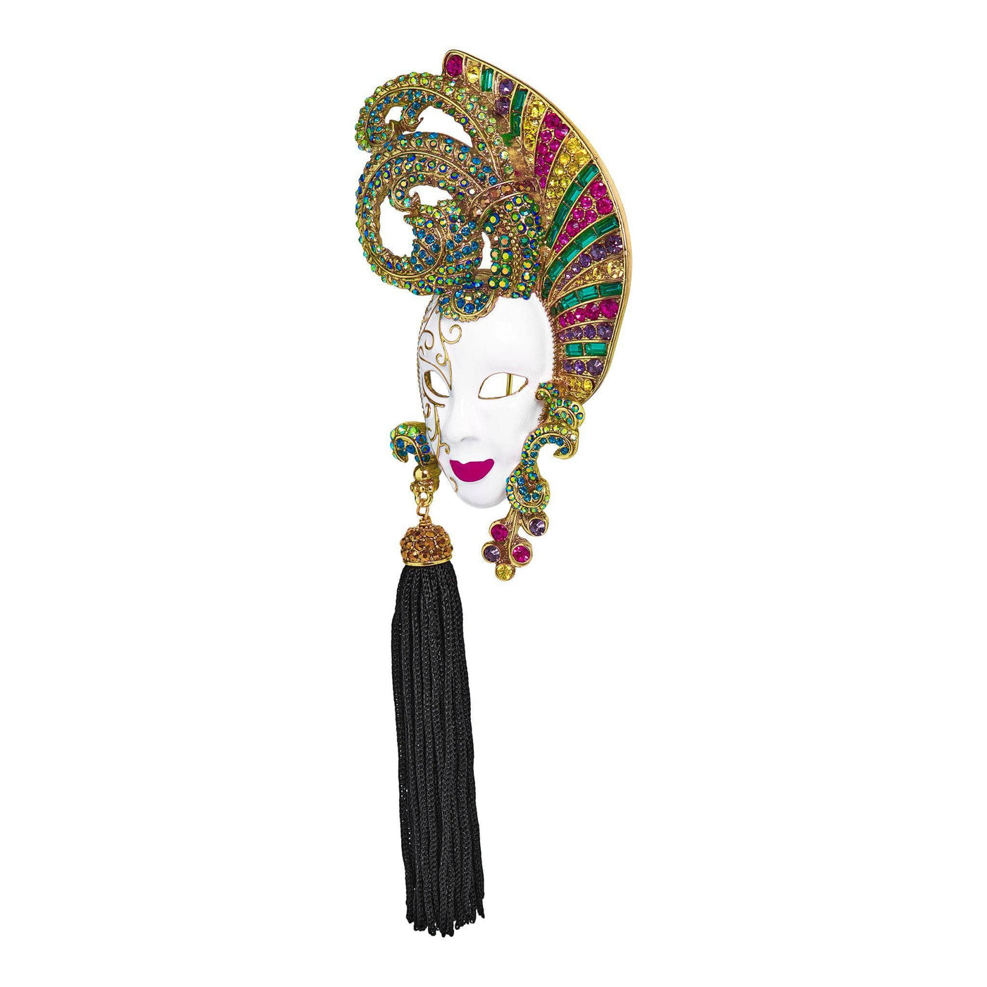 Heidi Daus®"Carnival Queen" Crystal & Enamel  Masquerade Pin With Tassel