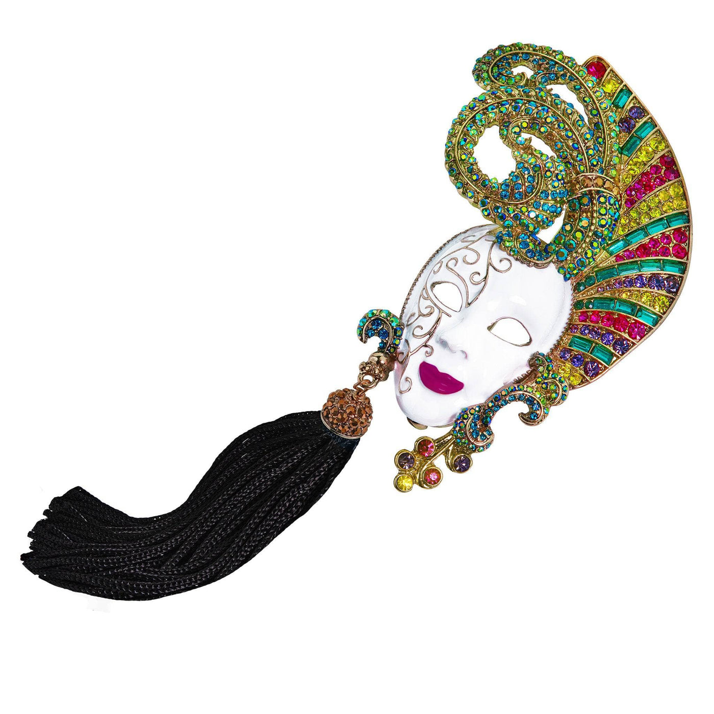 Heidi Daus®"Carnival Queen" Crystal & Enamel  Masquerade Pin With Tassel