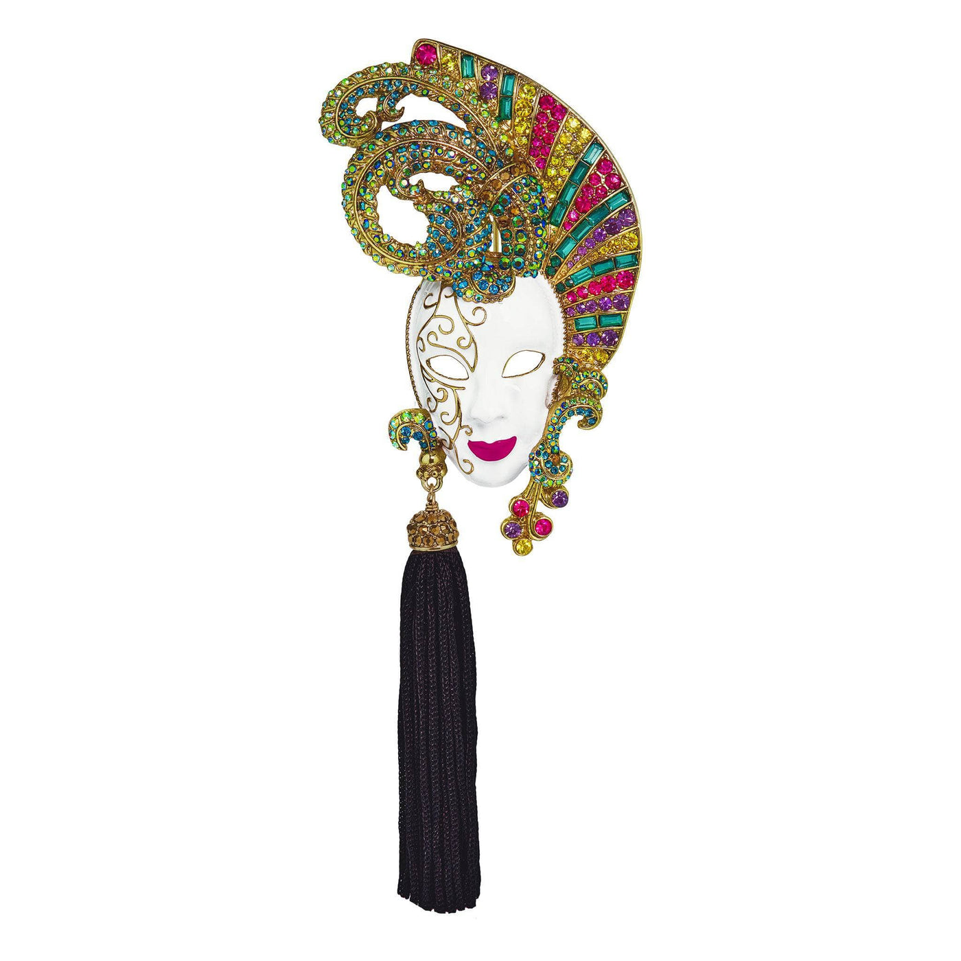 Heidi Daus®"Carnival Queen" Crystal & Enamel  Masquerade Pin With Tassel