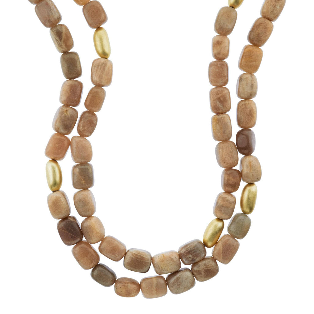 Harlow & Dylan by HEIDI DAUS®"Genuine Peach Moonstone" Beaded Nugget Necklace HEIDI DAUS®