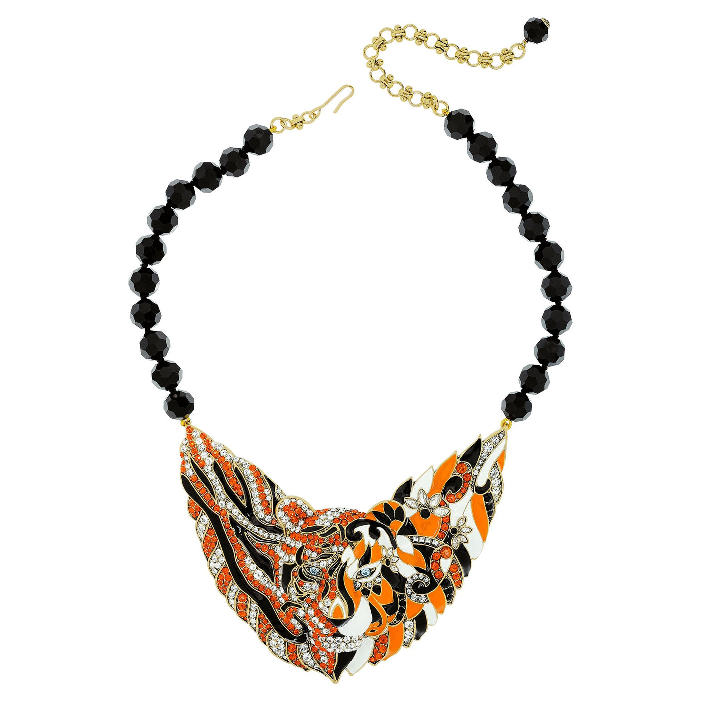 "Creative Camouflage" Beaded Enamel Crystal Tiger Necklace - Heidi Daus®