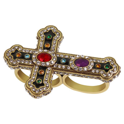Heidi Daus®"Pure Heaven" Enamel Crystal Cross Double Ring - Heidi Daus®