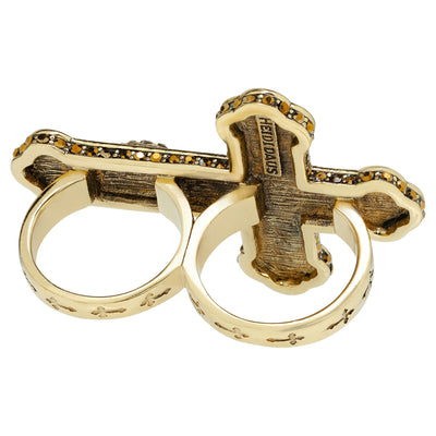Heidi Daus®"Pure Heaven" Enamel Crystal Cross Double Ring - Heidi Daus®