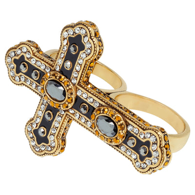 Heidi Daus®"Pure Heaven" Enamel Crystal Cross Double Ring - Heidi Daus®