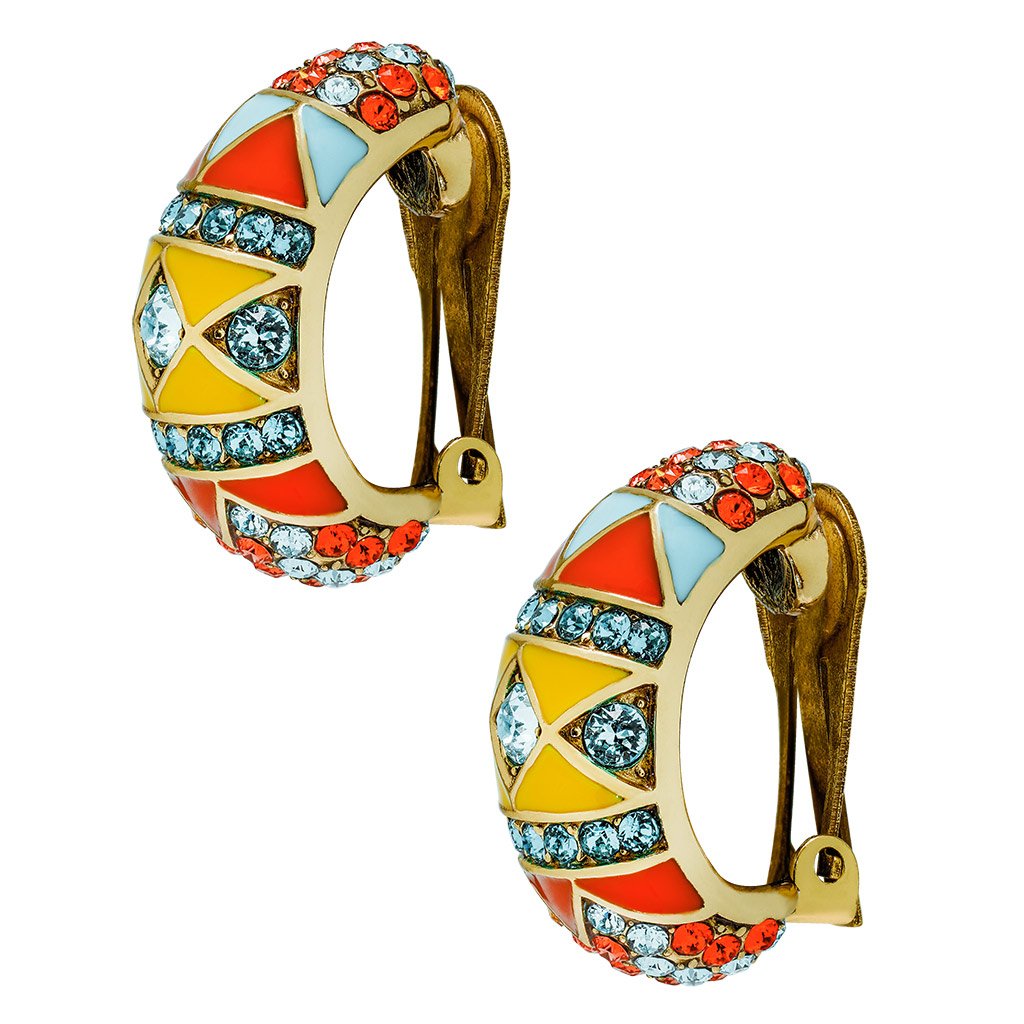"South West Twist" Enamel Crystal Statement Hoop Earrings - Heidi Daus®