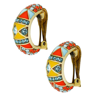"South West Twist" Enamel Crystal Statement Hoop Earrings - Heidi Daus®