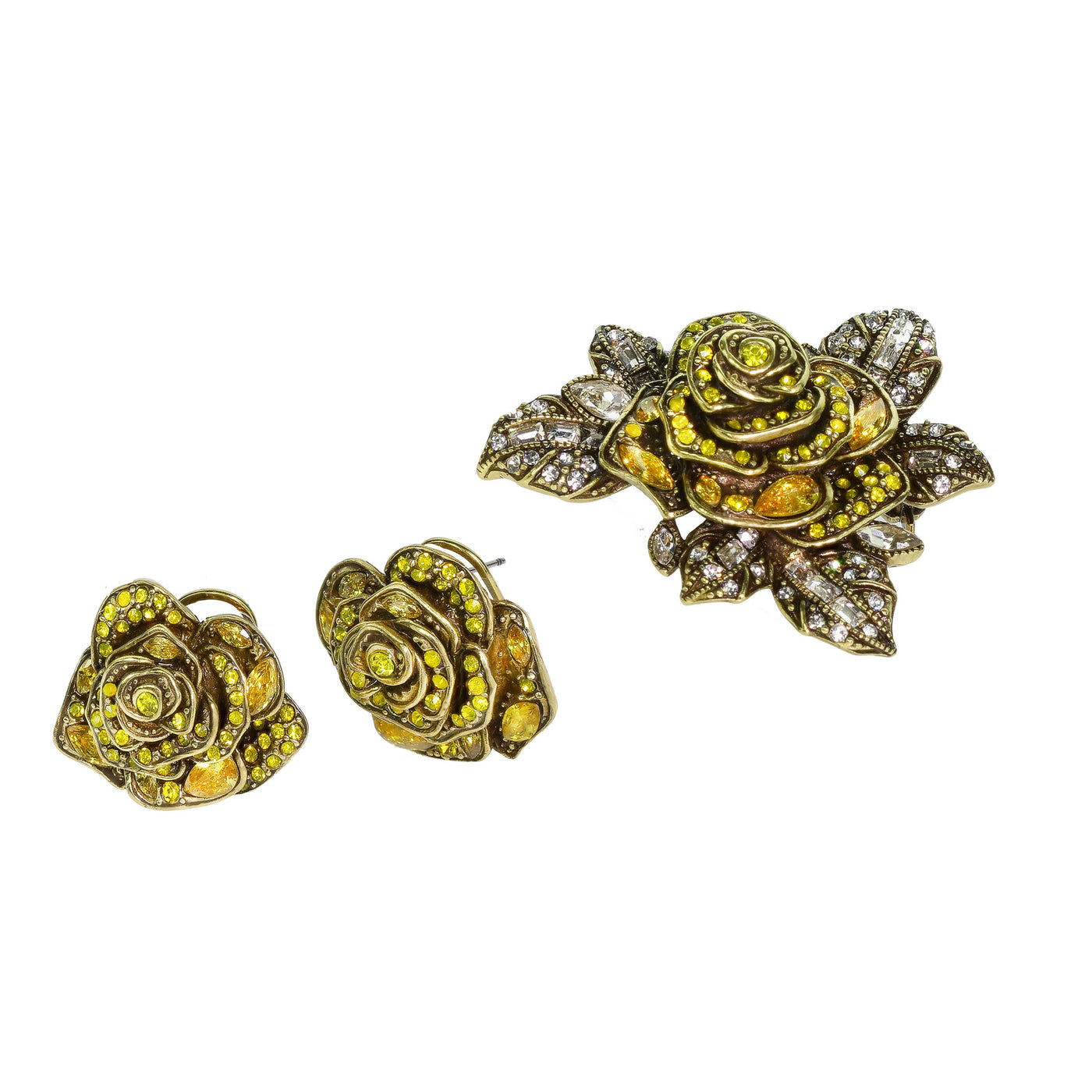 "Showered With Flowers" Crystal Pin & Earring Set - Heidi Daus®