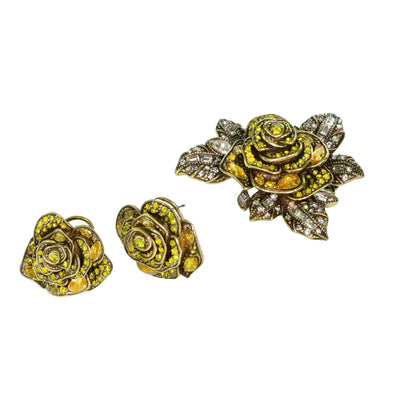 "Showered With Flowers" Crystal Pin & Earring Set - Heidi Daus®