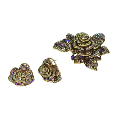 "Showered With Flowers" Crystal Pin & Earring Set - Heidi Daus®