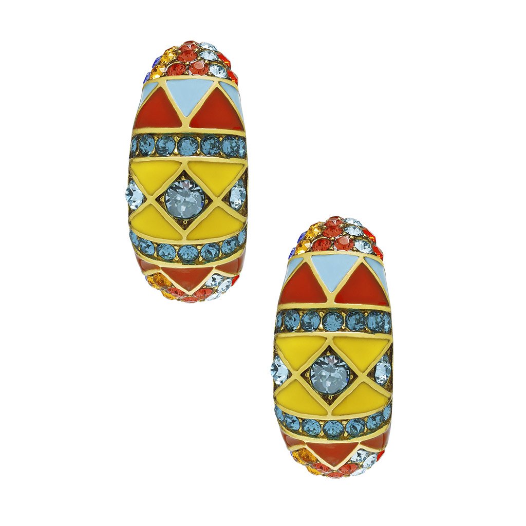 "South West Twist" Enamel Crystal Statement Hoop Earrings - Heidi Daus®