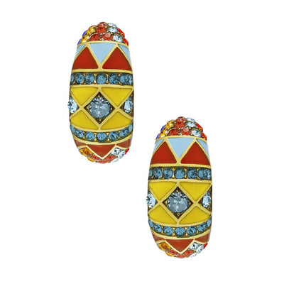 "South West Twist" Enamel Crystal Statement Hoop Earrings - Heidi Daus®
