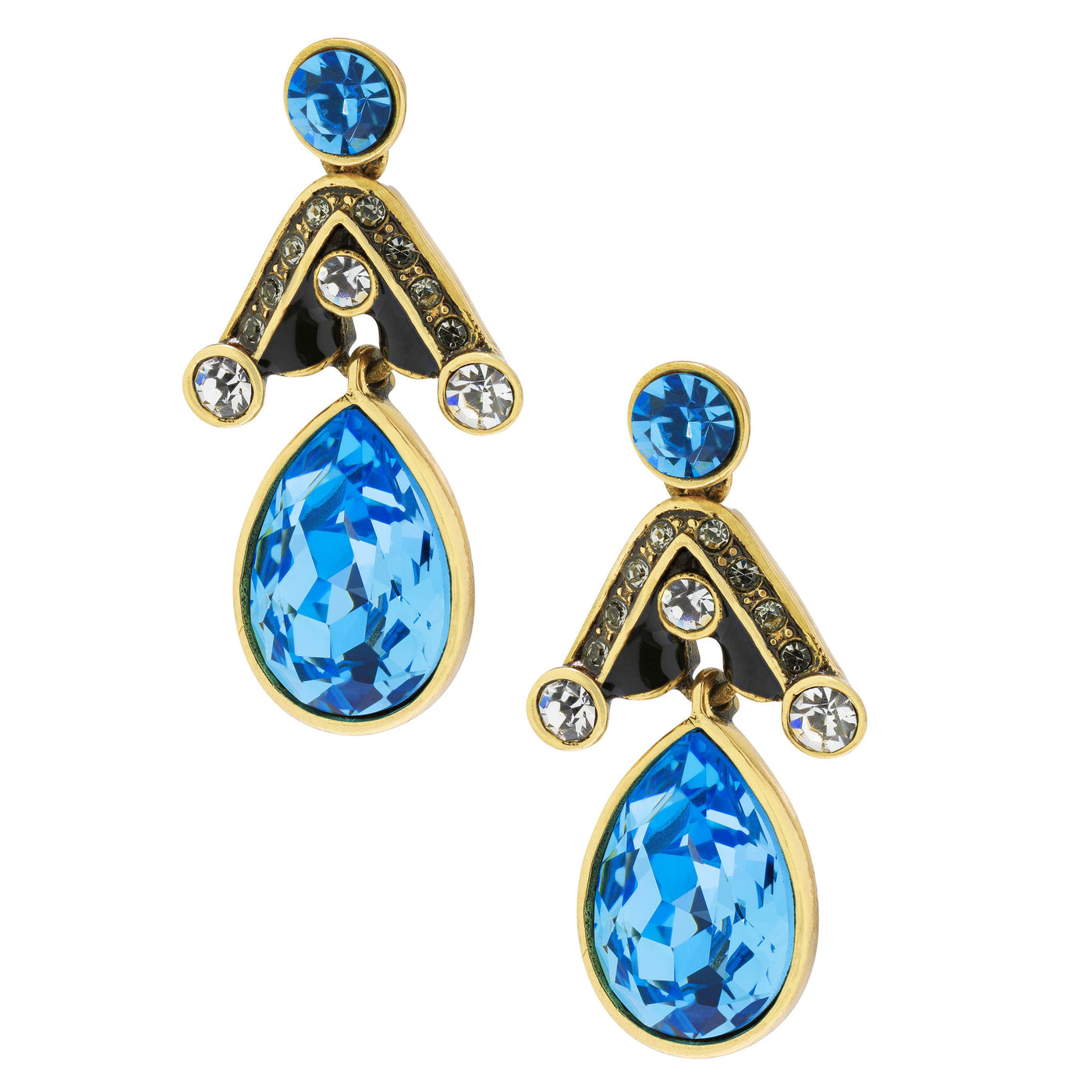 "Draped in Deco" Enamel & Crystal Drop Earrings - Heidi Daus®