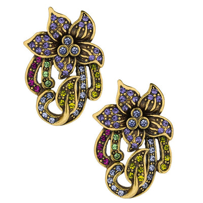 "Perennial Favorite" Crystal Floral Button Earring - Heidi Daus®