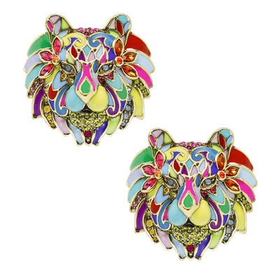 HEIDI DAUS® "Creative Camouflage" Enamel & Crystal Tiger Earrings - Heidi Daus®