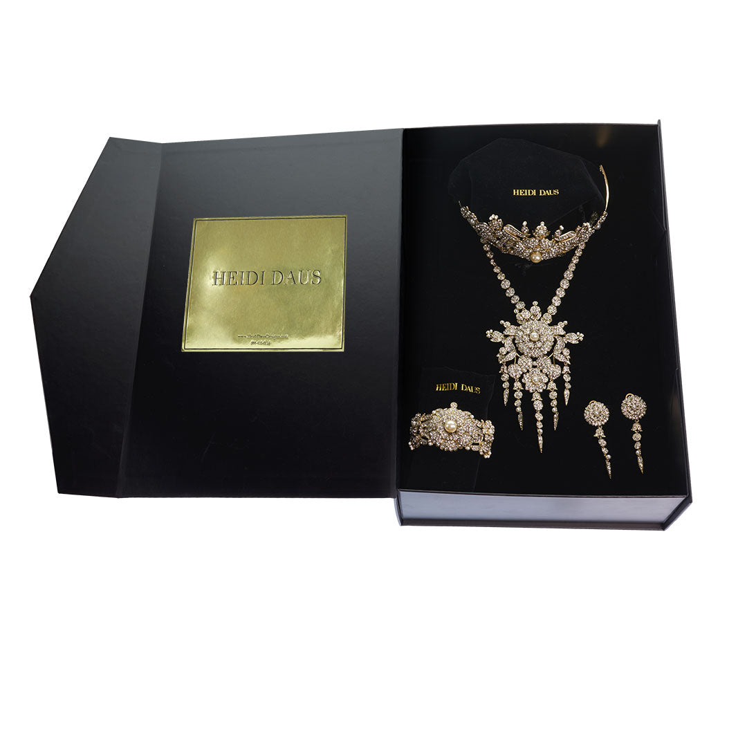 HEIDI DAUS® "Royal Suite" Beaded Crystal Crown Necklace Bracelet Earrings & Pin Set