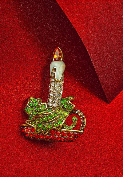 HEIDI DAUS® "Festive Flame" Crystal & Enamel Candle Pin