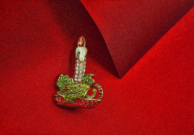 HEIDI DAUS® "Festive Flame" Crystal & Enamel Candle Pin