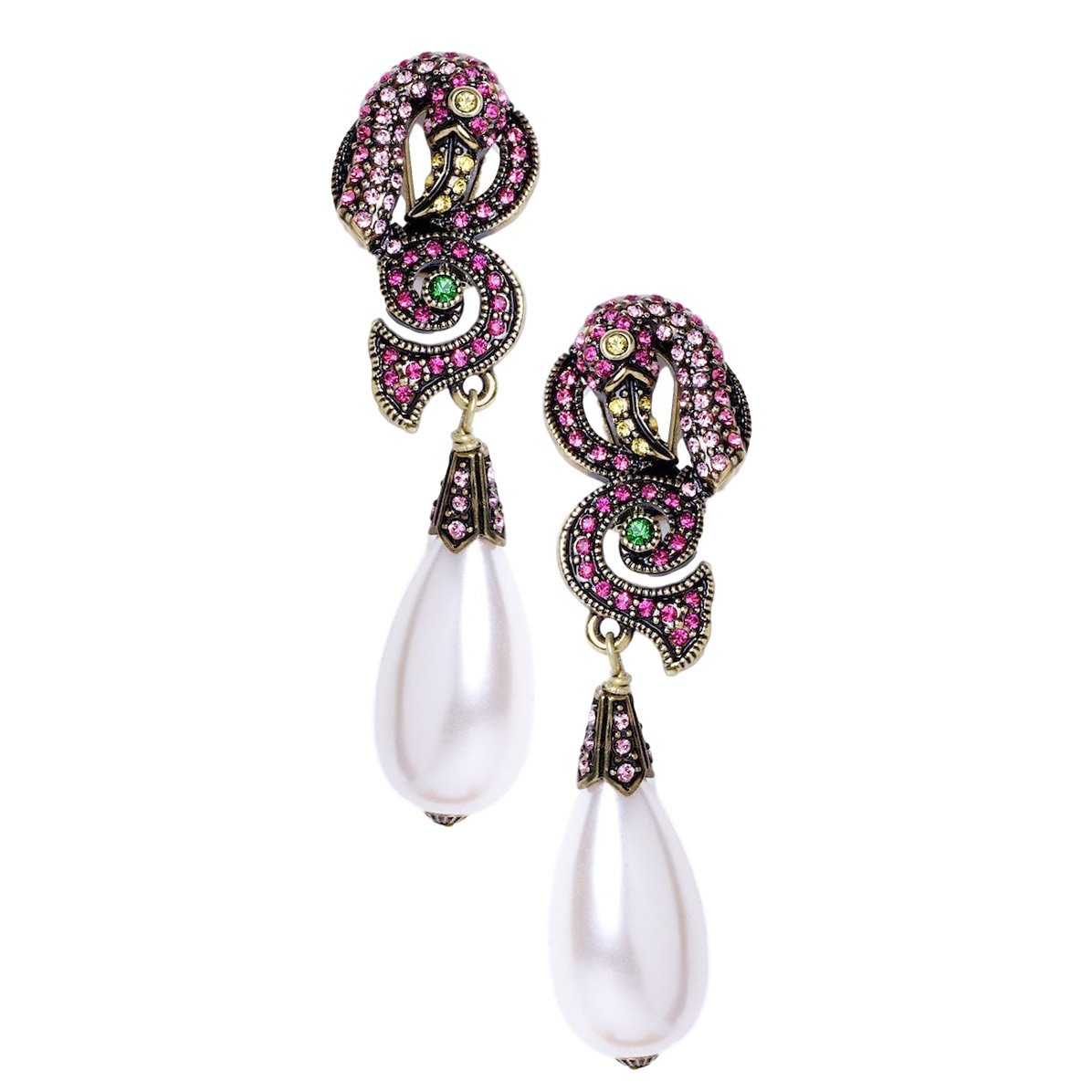 "Shore Thing" Beaded Crystal Flamingo Dangle Earrings - Heidi Daus®