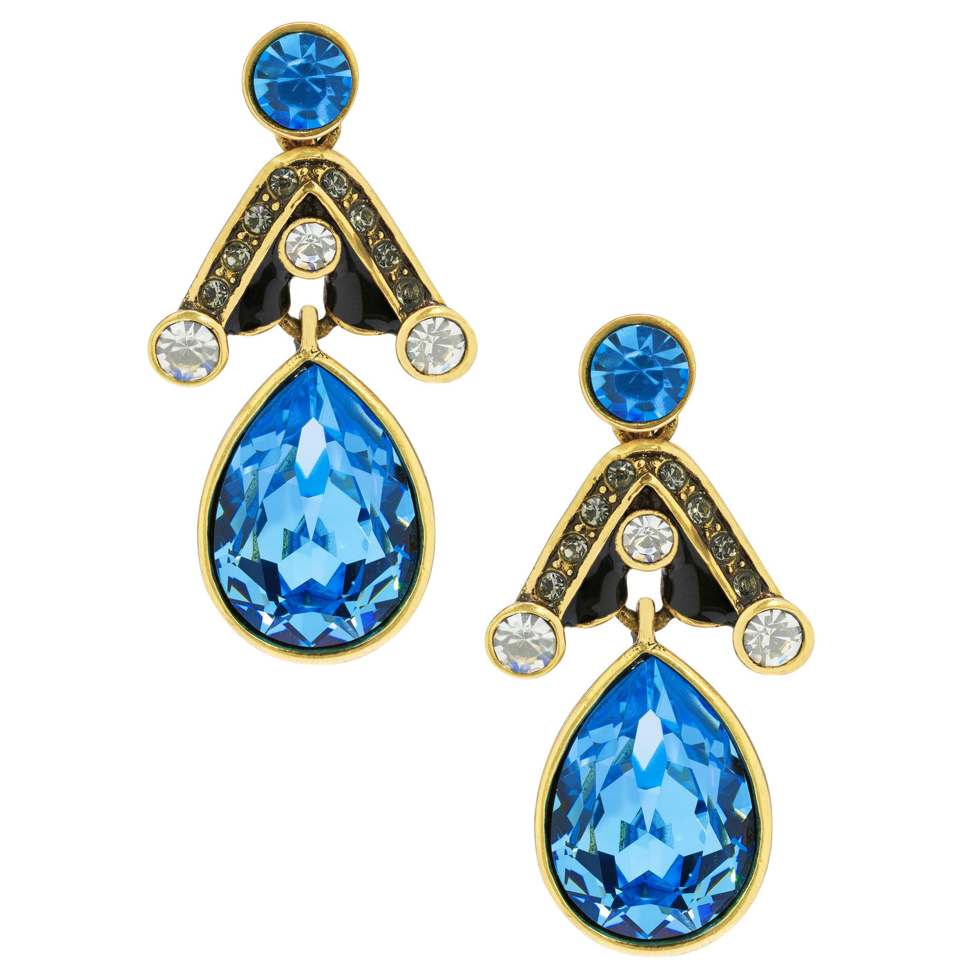 "Draped in Deco" Enamel & Crystal Drop Earrings - Heidi Daus®