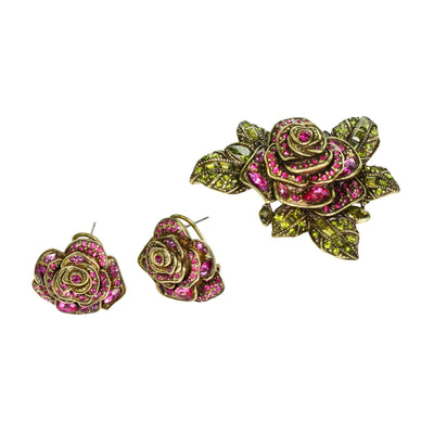 "Showered With Flowers" Crystal Pin & Earring Set - Heidi Daus®