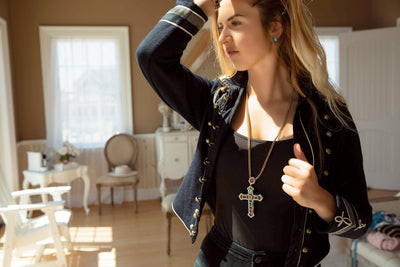 HEIDI DAUS®"Pure Heaven" Enamel Chain Crystal Cross Toggle Necklace - Heidi Daus®