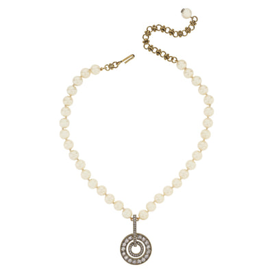 HEIDI DAUS® "Double Circle" Crystal and Pearl Pendant Necklace - Heidi Daus®