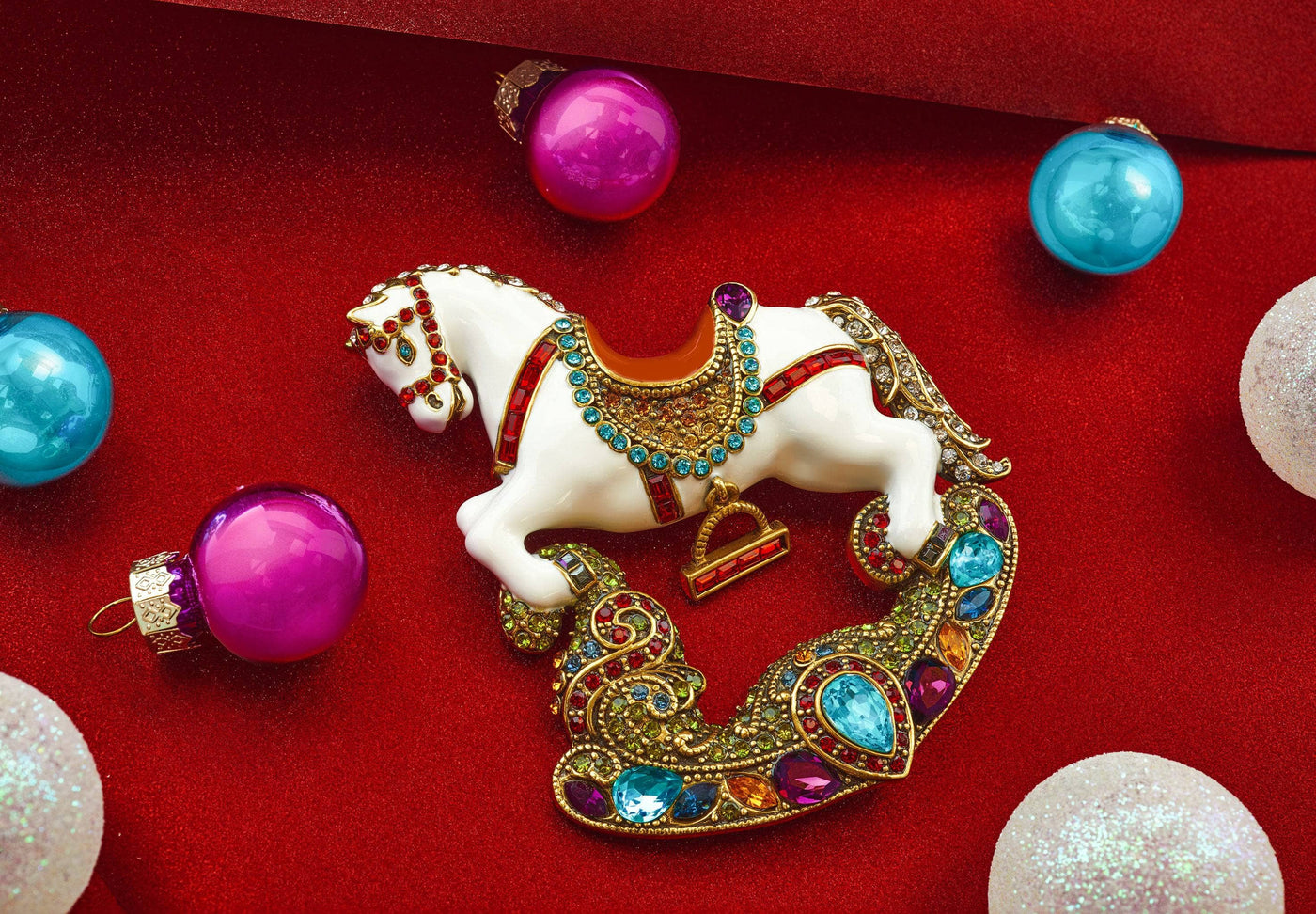 HEIDI DAUS®"Rocking Horse Winner" Enamel Crystal Horse Pin HEIDI DAUS®