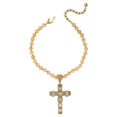 "Sparkling Sanctity" Beaded Crystal Cross Necklace - Heidi Daus®