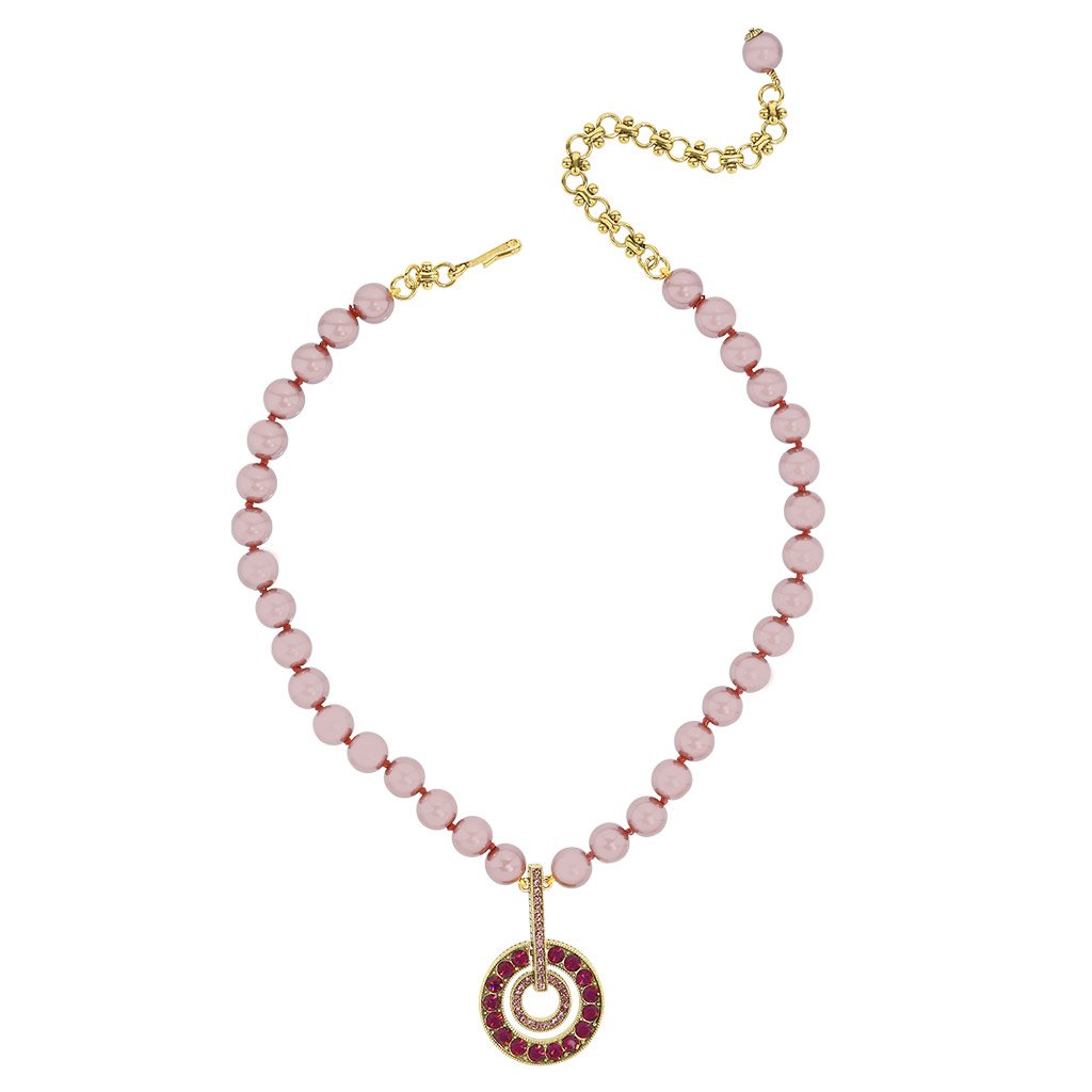 HEIDI DAUS® "Double Circle" Crystal and Pearl Pendant Necklace - Heidi Daus®