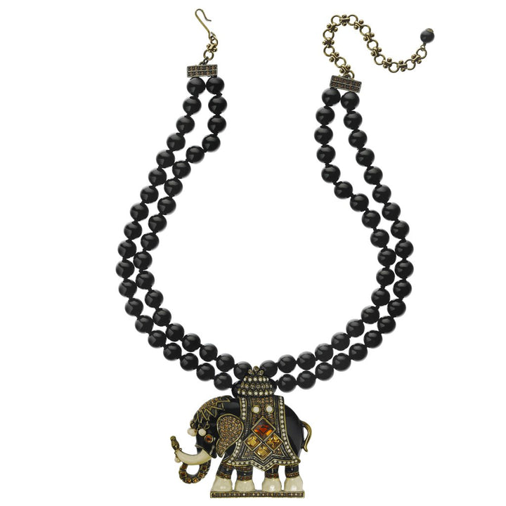 "Michelle's Majestic Mr. Elephant" Beaded Crystal and Enamel Elephant Necklace - Heidi Daus®